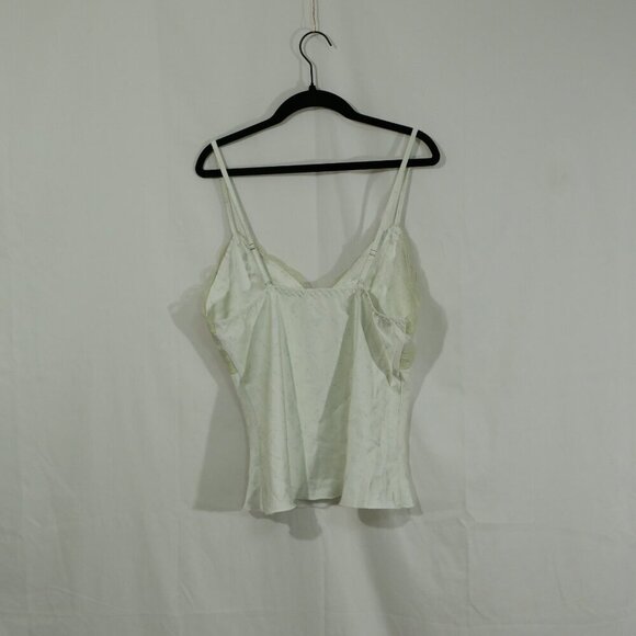 Vintage Satin Cami Top | White w/ Lace Trim | Stretch Fit small - Picture 2 of 9